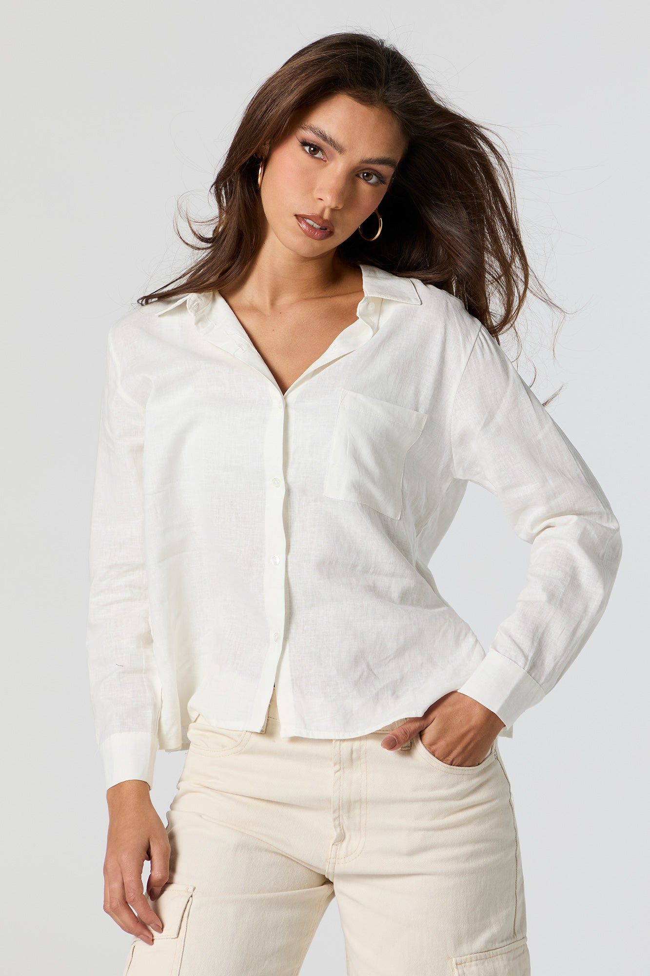 Linen Button-Up Top sold by Urban Planet product image thumbnail 4