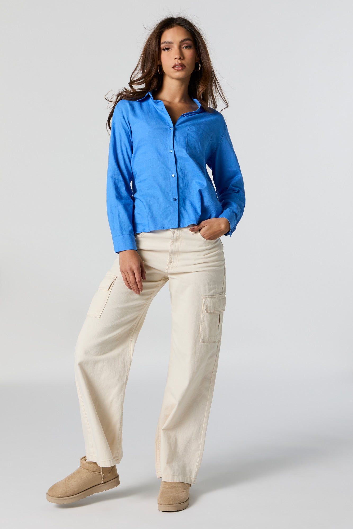 Linen Button-Up Top sold by Urban Planet product image thumbnail 3