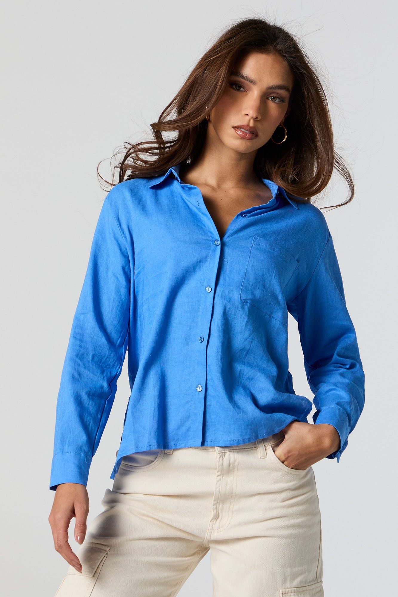 Linen Button-Up Top sold by Urban Planet