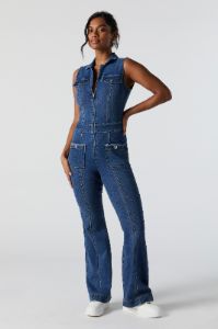 Sleeveless Denim Jumpsuit sold by Urban Planet