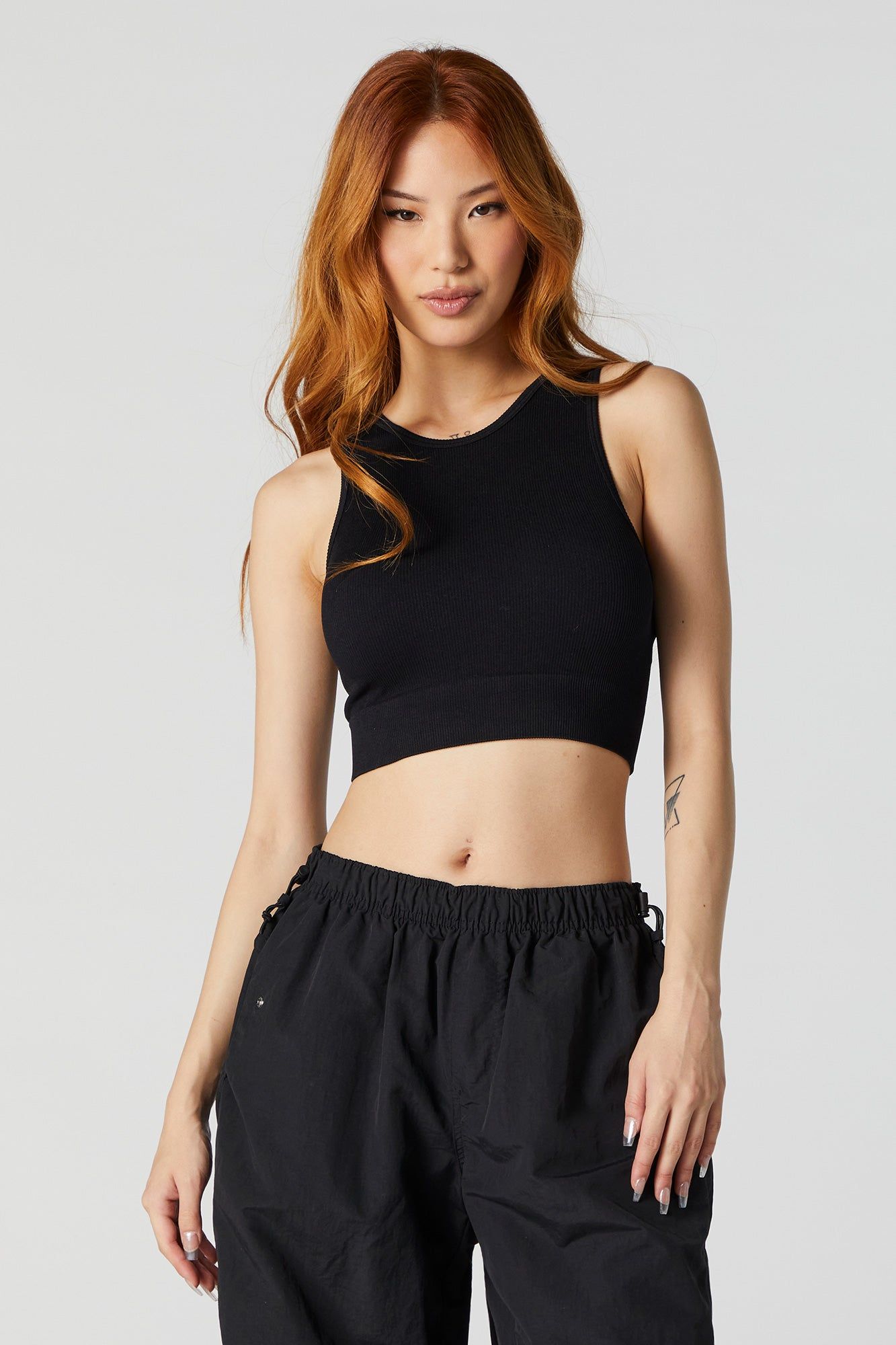 Seamless Ribbed High Neck Tank sold by Urban Planet product image thumbnail 4