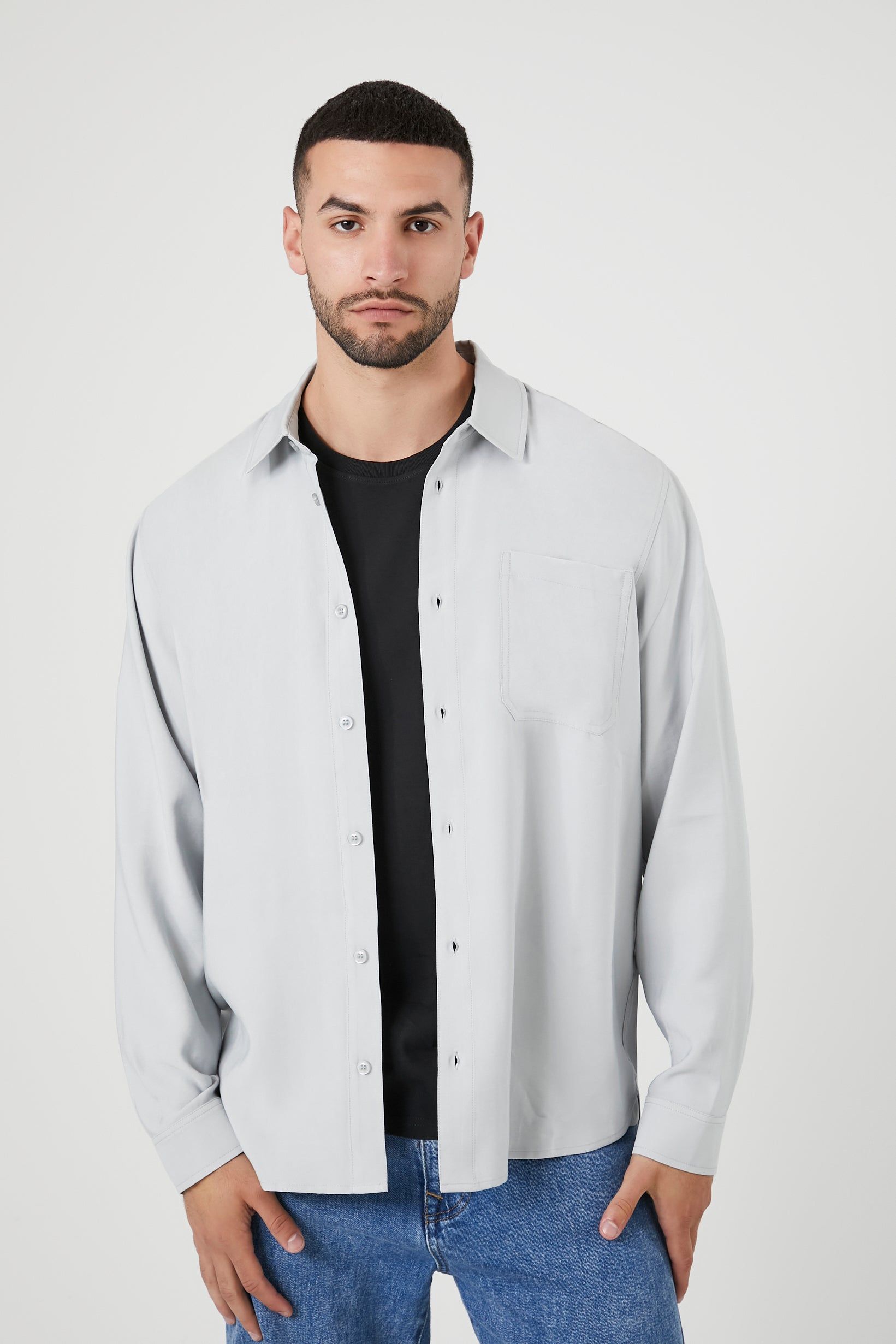 Rayon Blend Button-Up Top sold by Urban Planet