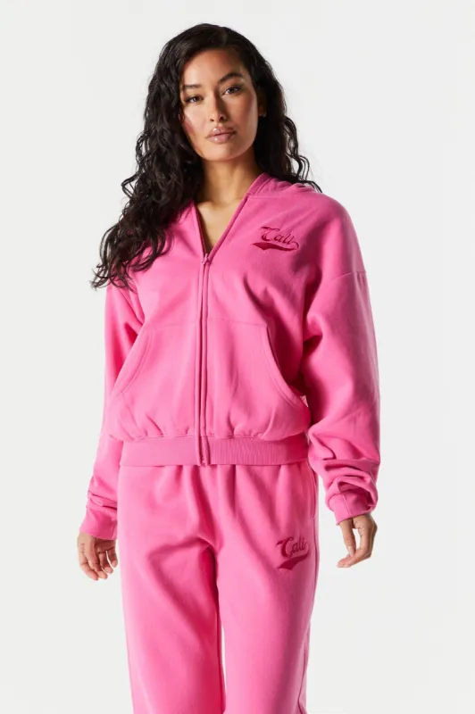 Cali Embroidered Zip Up Varsity Hoodie sold by Urban Planet