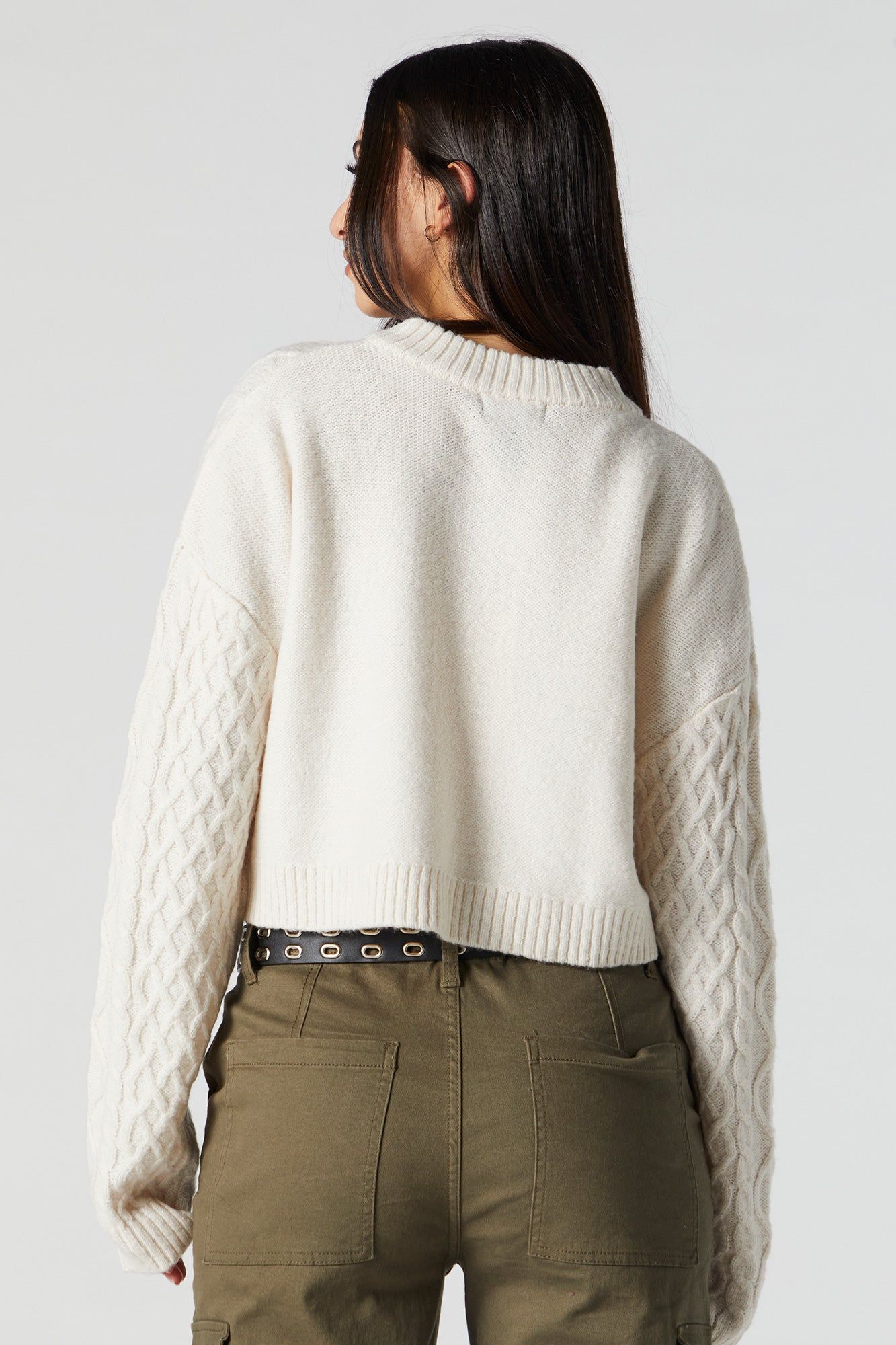 Cropped Cable Knit Sweater sold by Urban Planet product image thumbnail 2