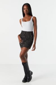 Striped High Rise Slit Mini Skirt sold by Urban Planet