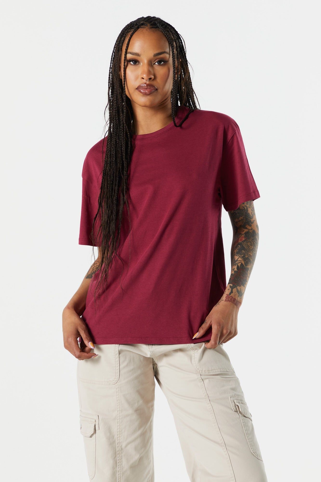 Solid Crewneck Boyfriend T-Shirt sold by Urban Planet product image thumbnail 7