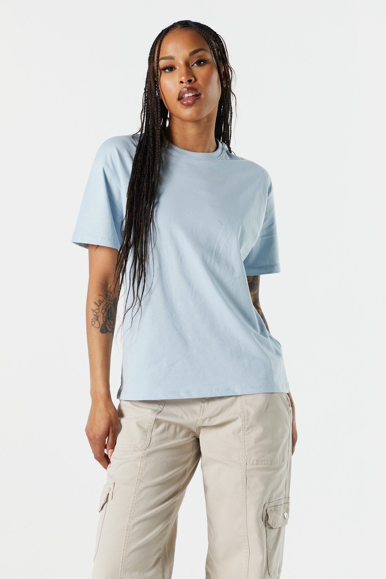 Solid Crewneck Boyfriend T-Shirt sold by Urban Planet product image thumbnail 4