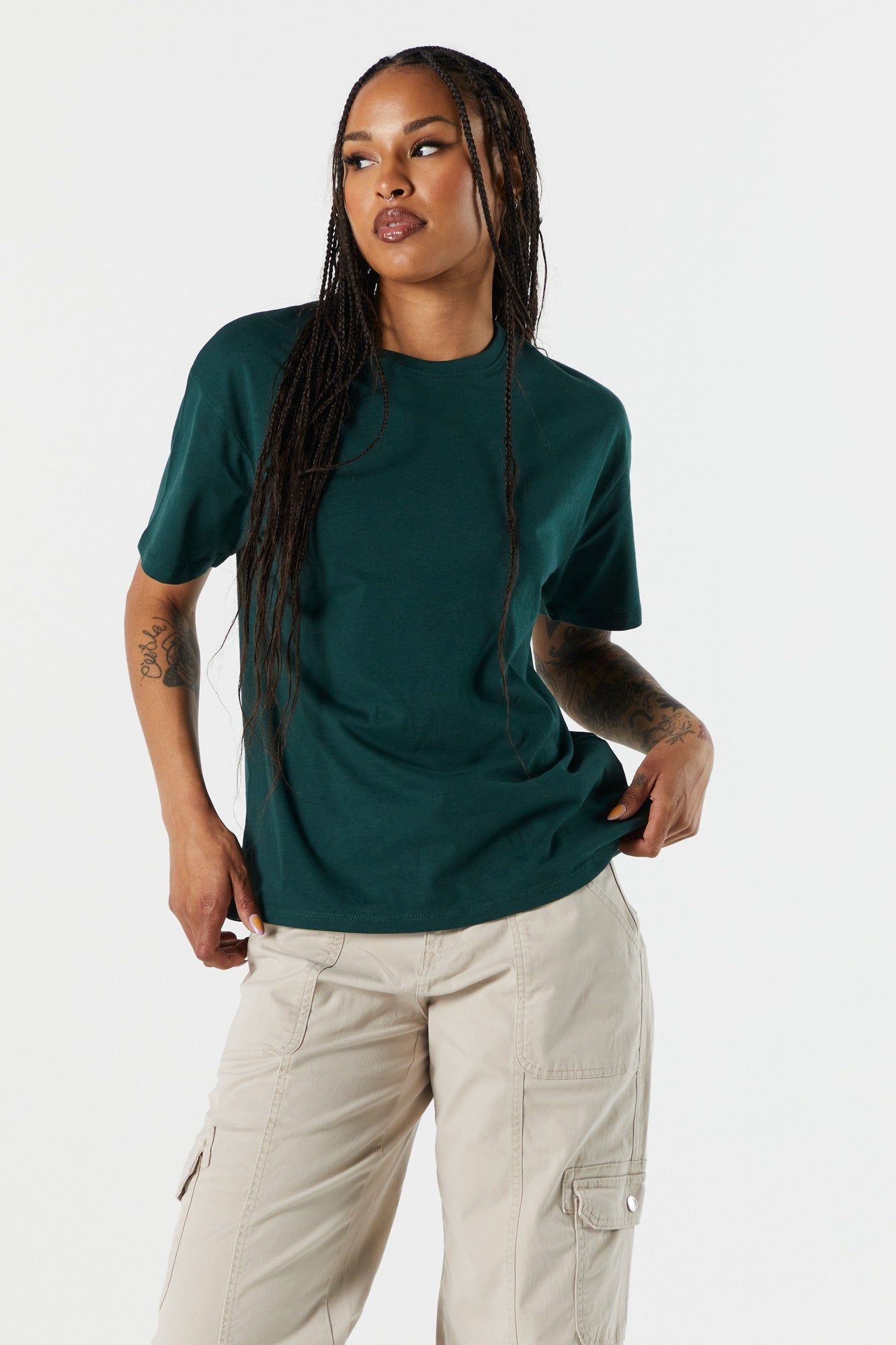 Solid Crewneck Boyfriend T-Shirt sold by Urban Planet product image thumbnail 10