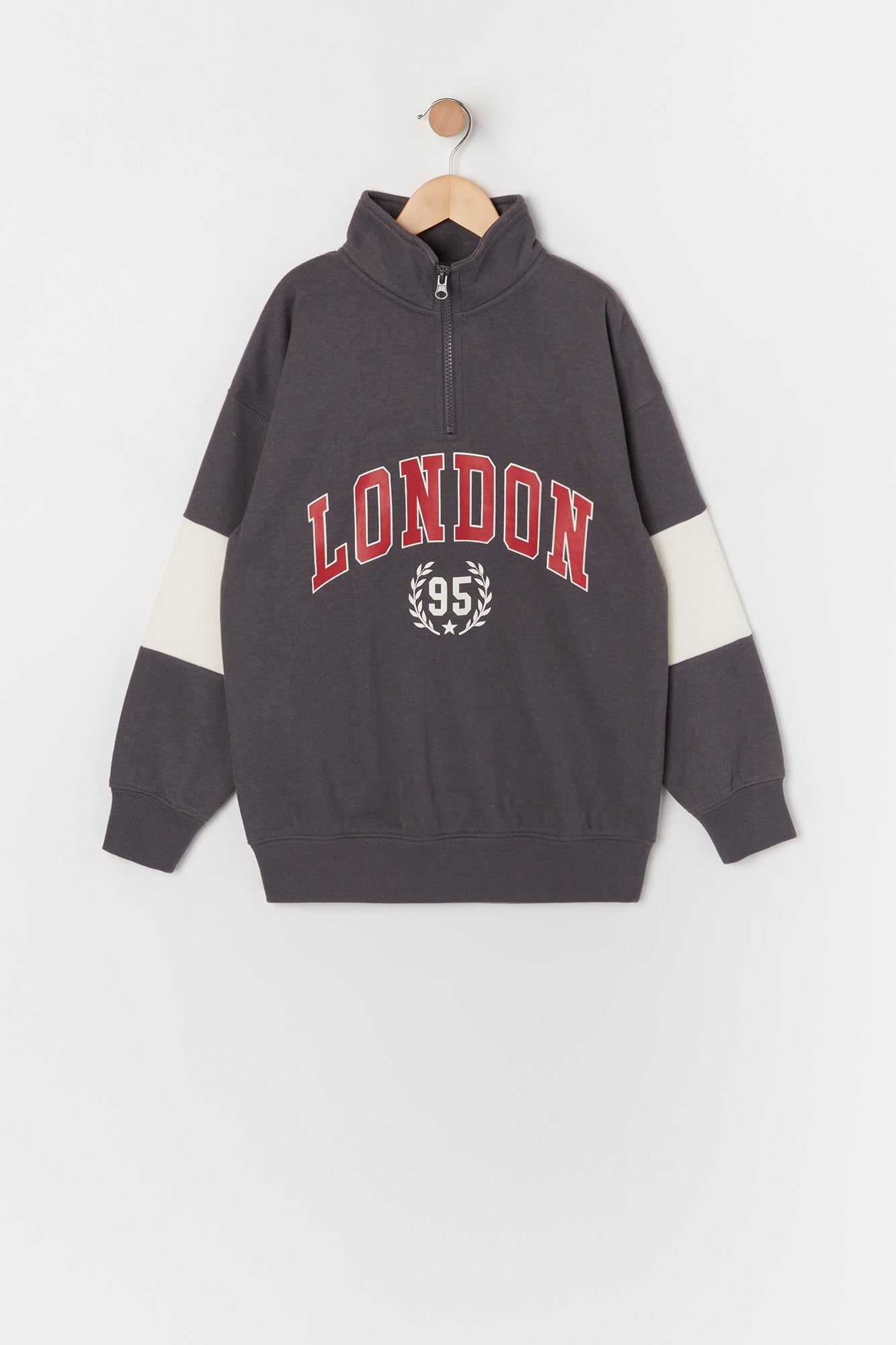 Girls London Graphic Half Zip Fleece Sweatshirt sold by Urban Planet