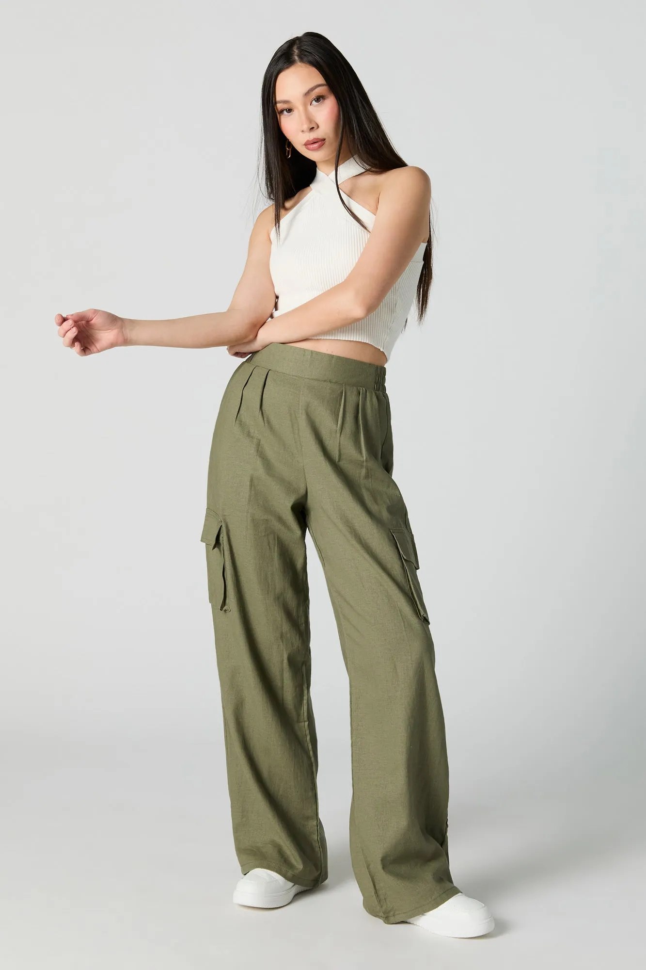 Pleated Wide Leg Cargo Pant sold by Urban Planet product image thumbnail 4