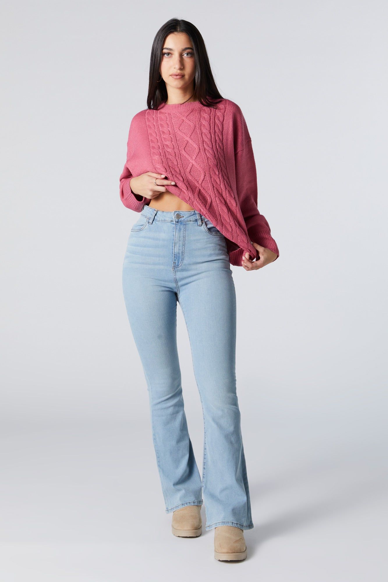 Light Wash High Rise Flare Jean sold by Urban Planet