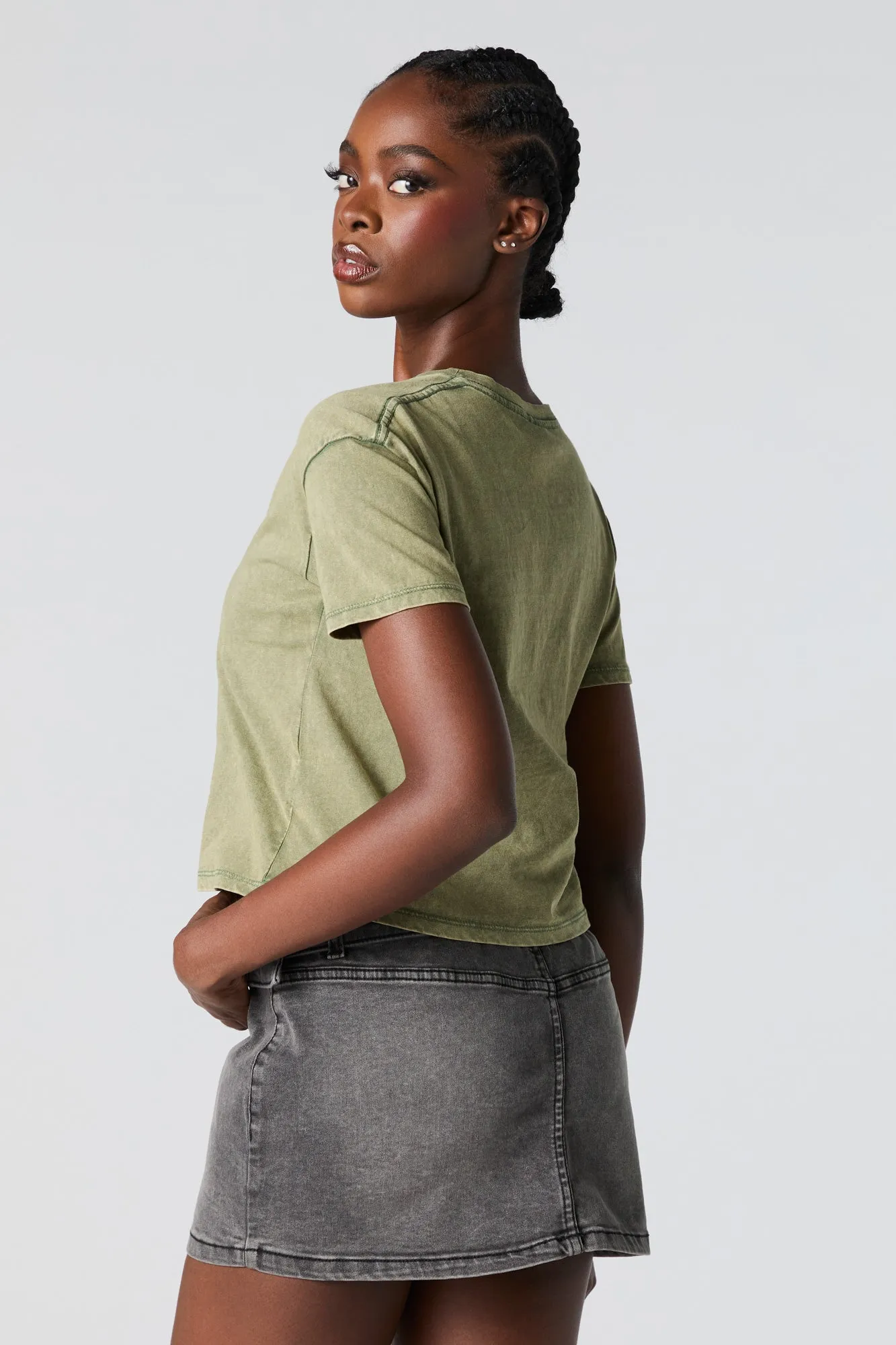 Star Graphic Washed Cropped T-Shirt sold by Urban Planet product image thumbnail 2