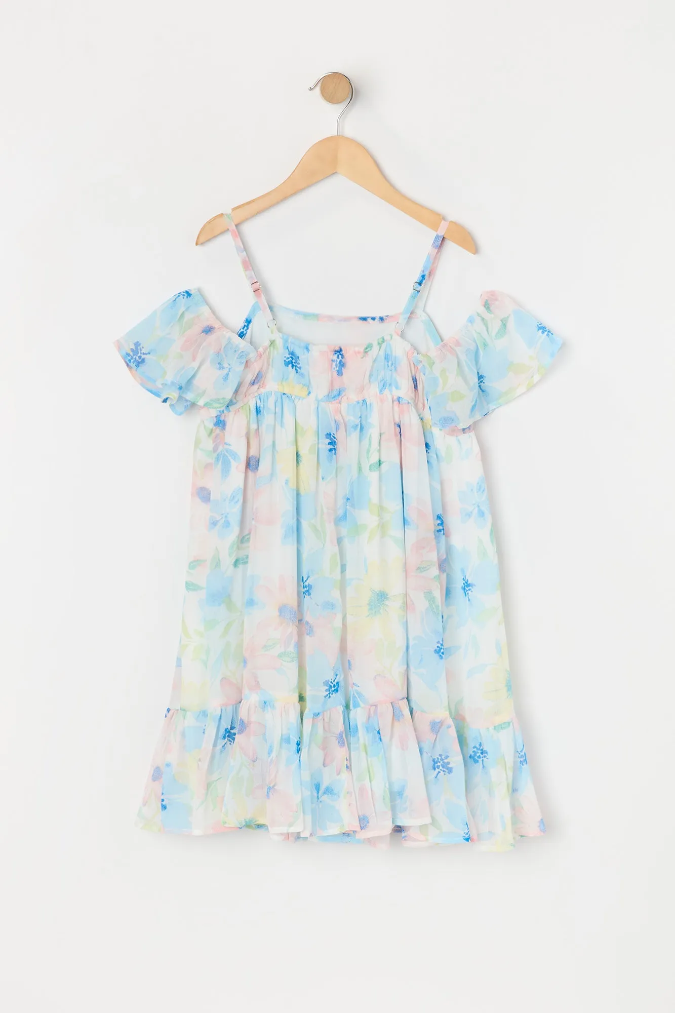 Robe en chiffon fleuri à épaules dénudées pour fille sold by Urban Planet product image thumbnail 2