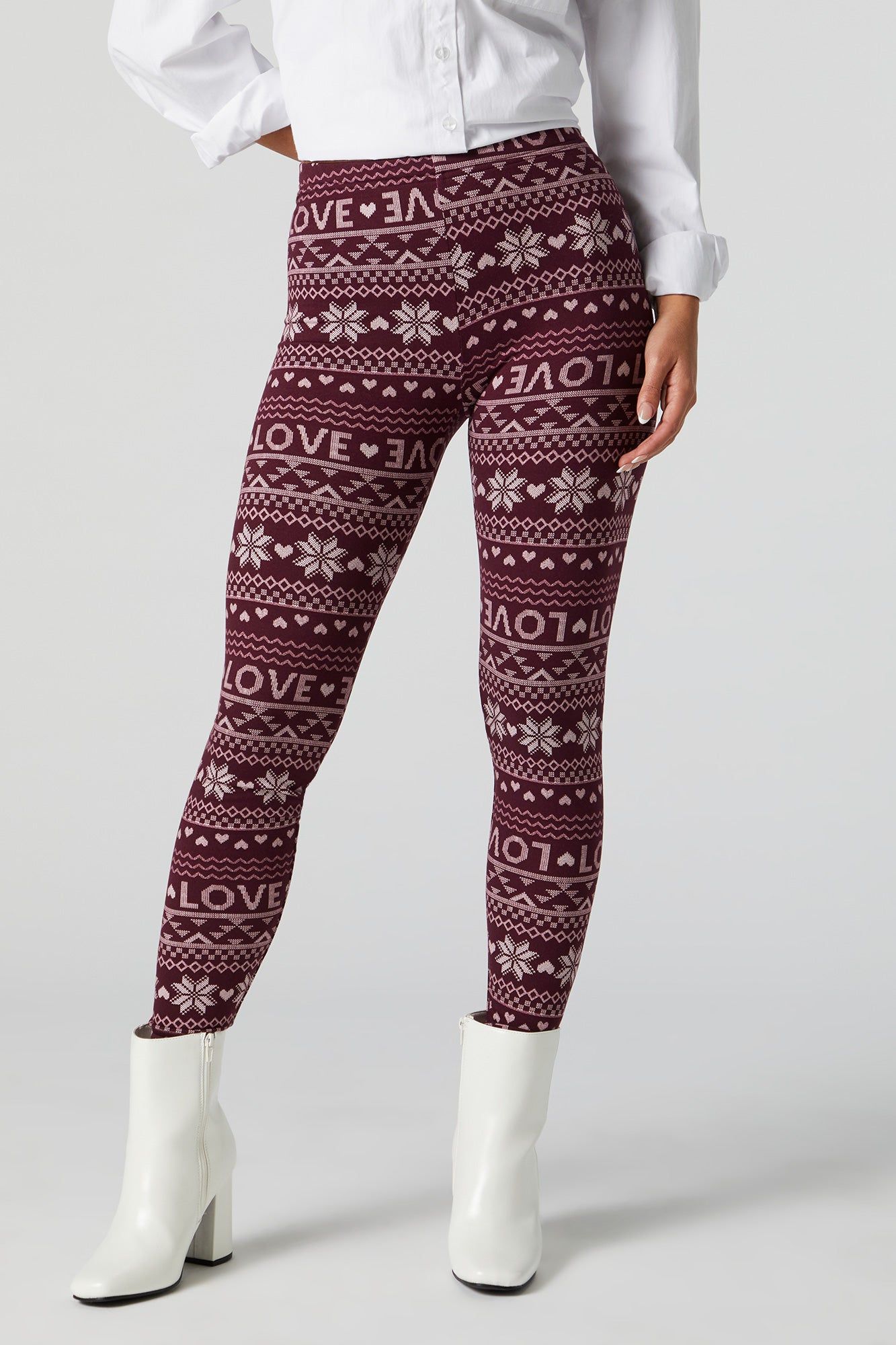 Love Fairisle Print Fleece Legging sold by Urban Planet product image thumbnail 2