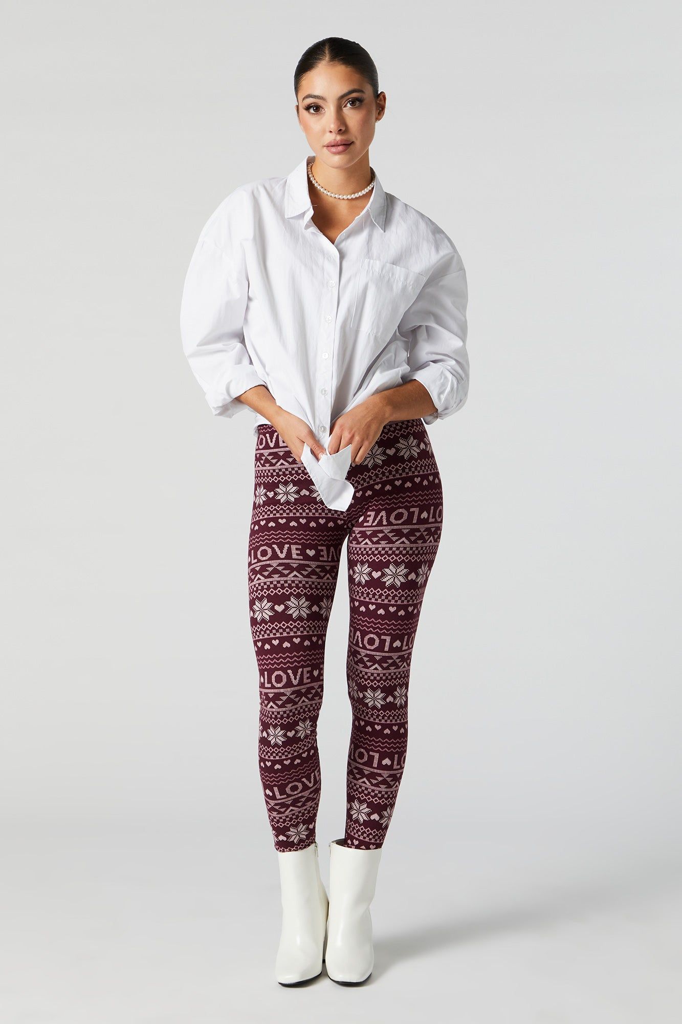 Love Fairisle Print Fleece Legging sold by Urban Planet