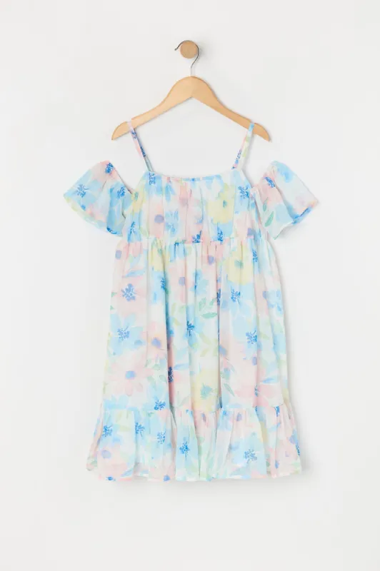 Robe en chiffon fleuri à épaules dénudées pour fille sold by Urban Planet