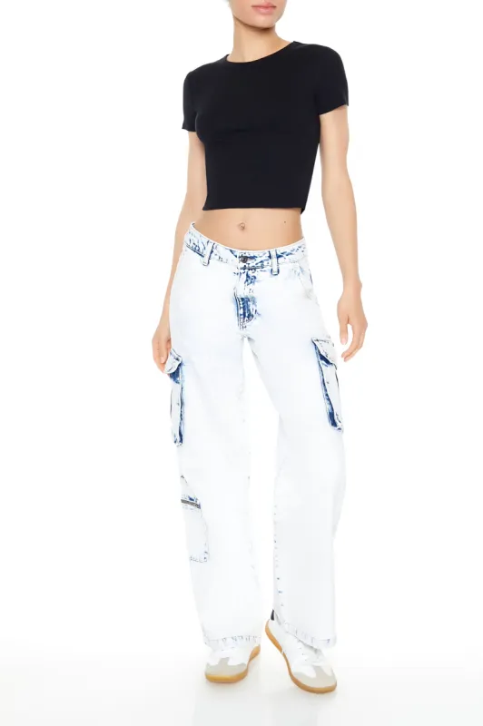Acid Wash Straight Leg Cargo Jean sold by Urban Planet