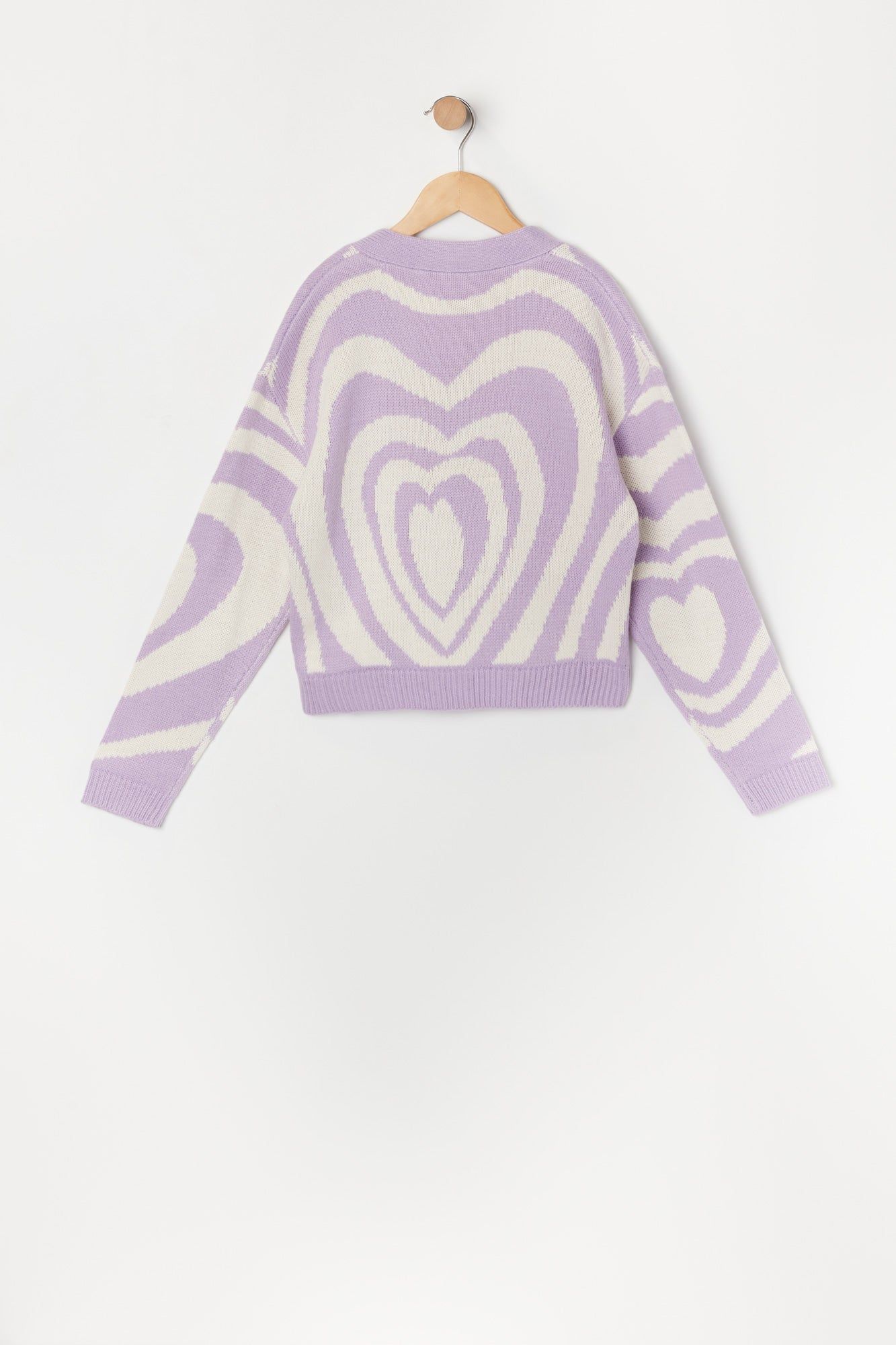 Cardigan boutonné en tricot avec motif de coeurs pourpres pour fille sold by Urban Planet product image thumbnail 2