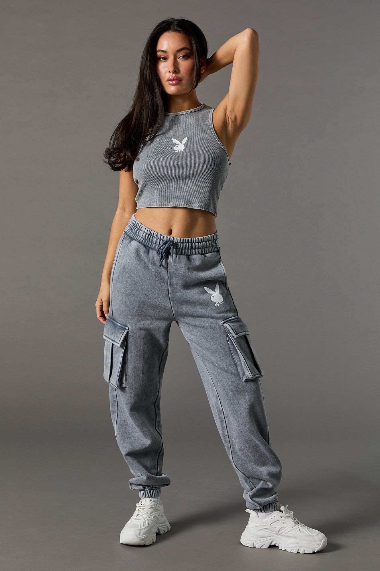 Grey Ribbed Playboy Graphic Washed Tank sold by Urban Planet product image thumbnail 2