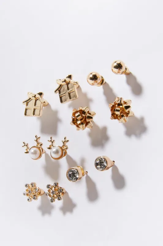 Gold Xmas Earrings (6 Pack) sold by Urban Planet
