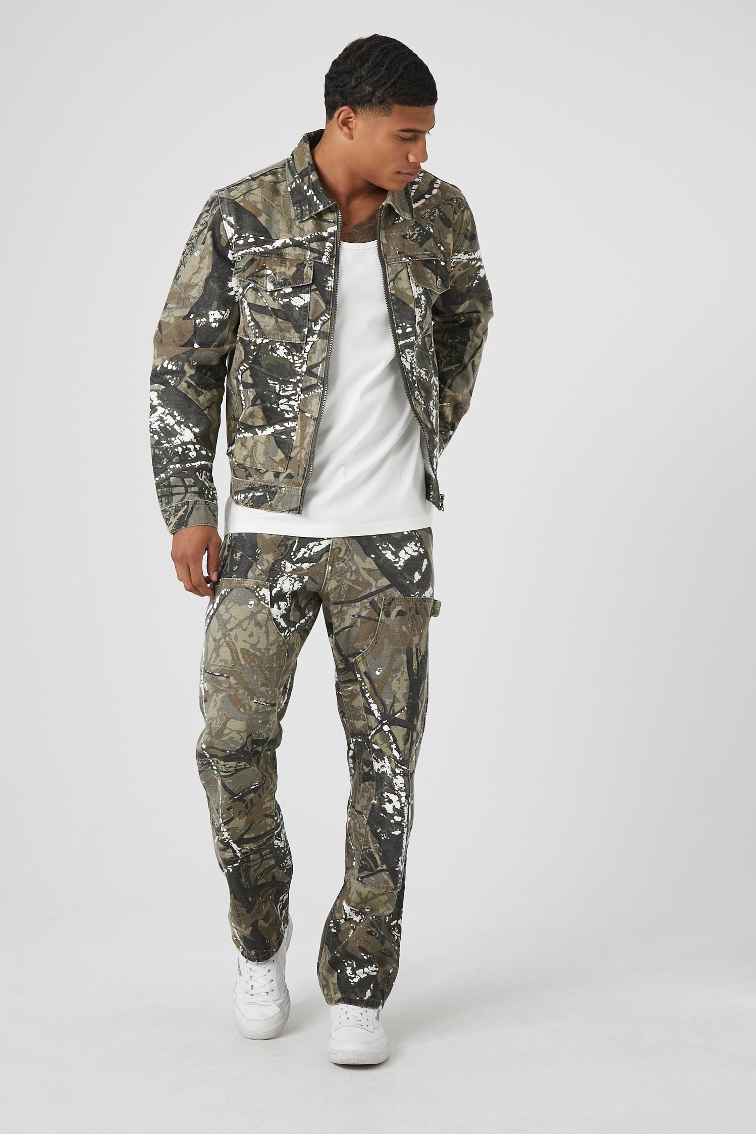Abstract Camo Print Straight Leg Pant sold by Urban Planet