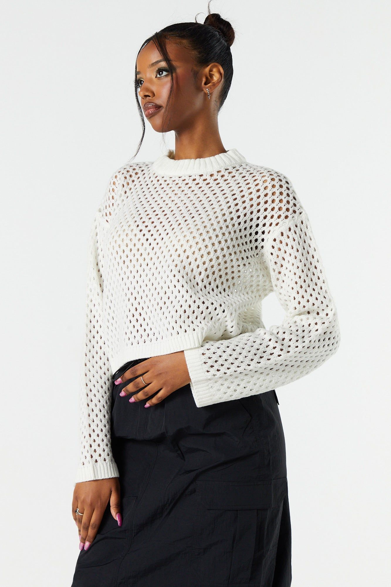 Chandail ras du cou en tricot ajouré sold by Urban Planet product image thumbnail 4