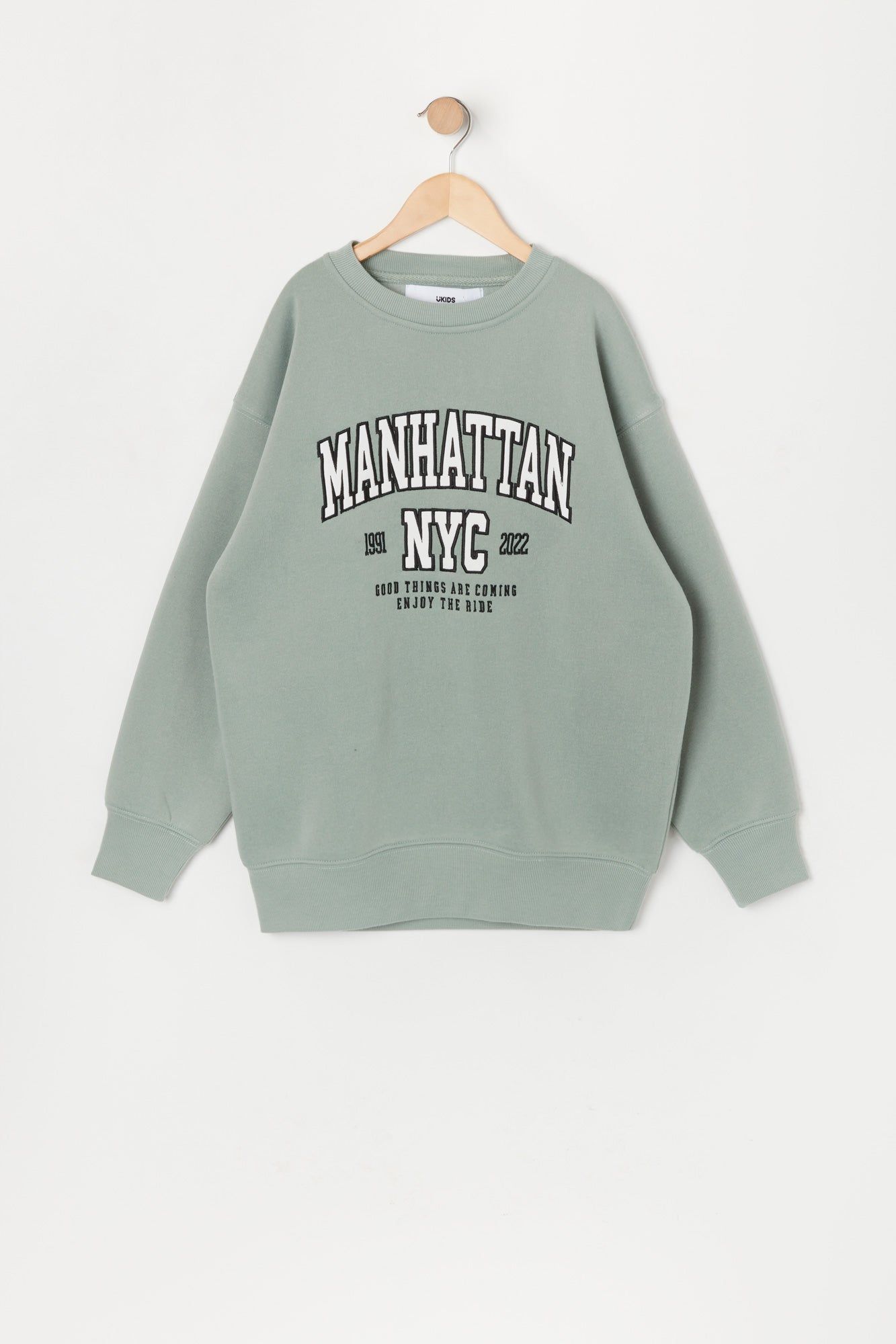 Girls Manhattan Twill Embroidered Oversized Sweatshirt sold by Urban Planet