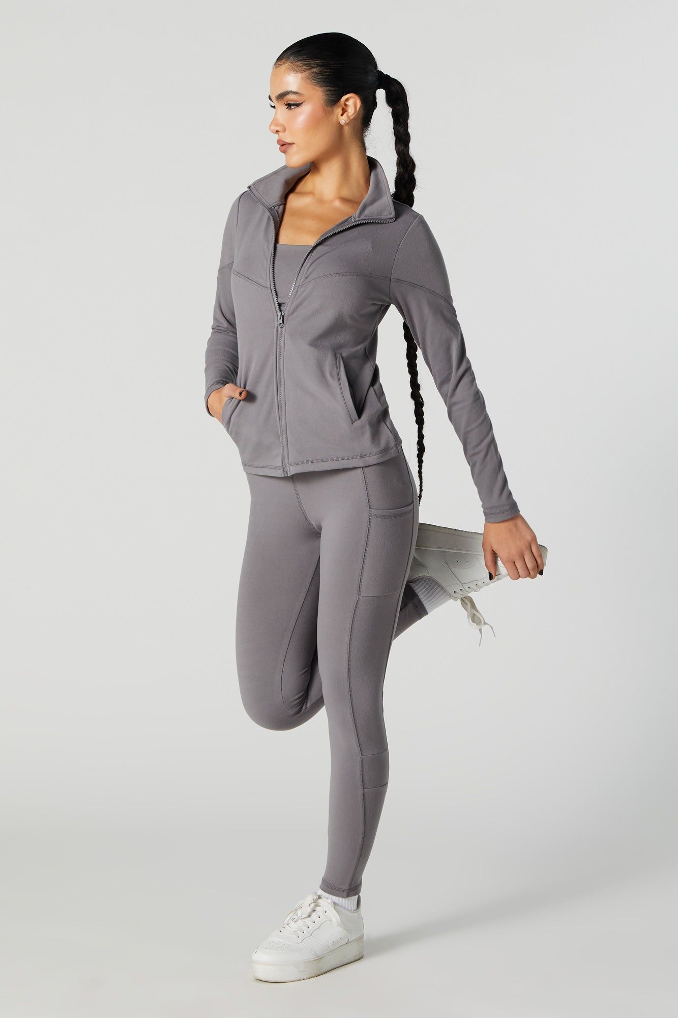 Active Mock Neck Zip-Up Hoodie sold by Urban Planet product image thumbnail 3