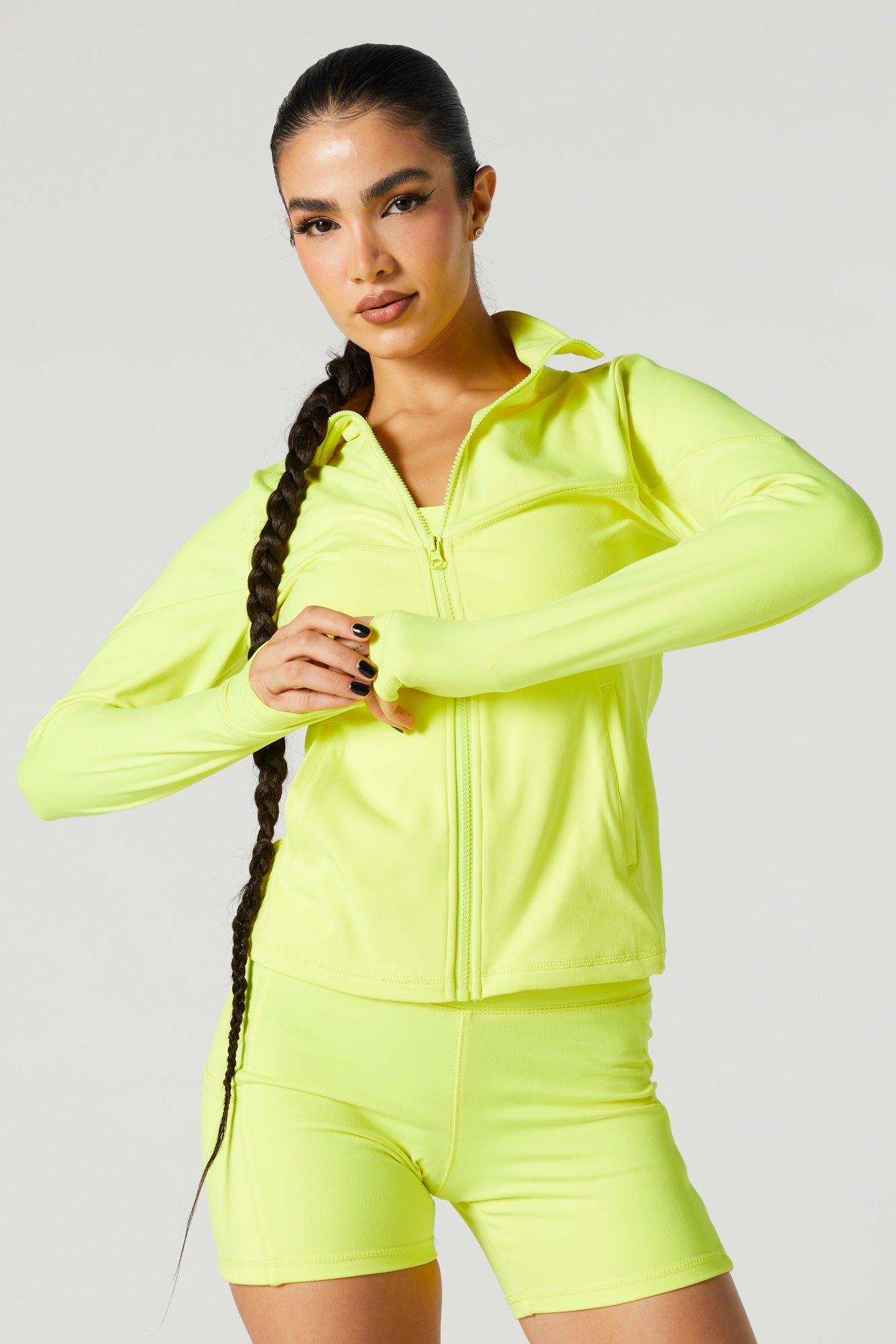 Active Mock Neck Zip-Up Hoodie sold by Urban Planet product image thumbnail 4