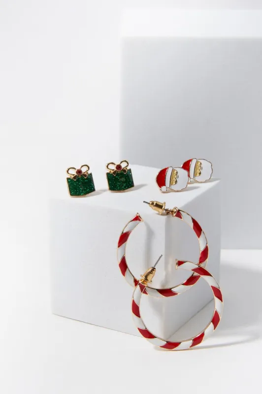 Candy Cane Hoop Earring Set (3 Pack) sold by Urban Planet