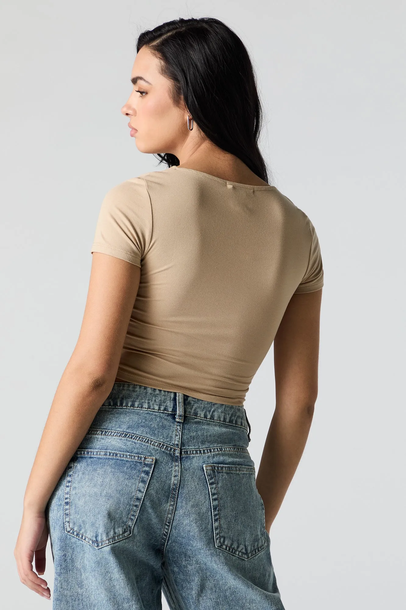 T-shirt court superposé à encolure carrée sold by Urban Planet product image thumbnail 2