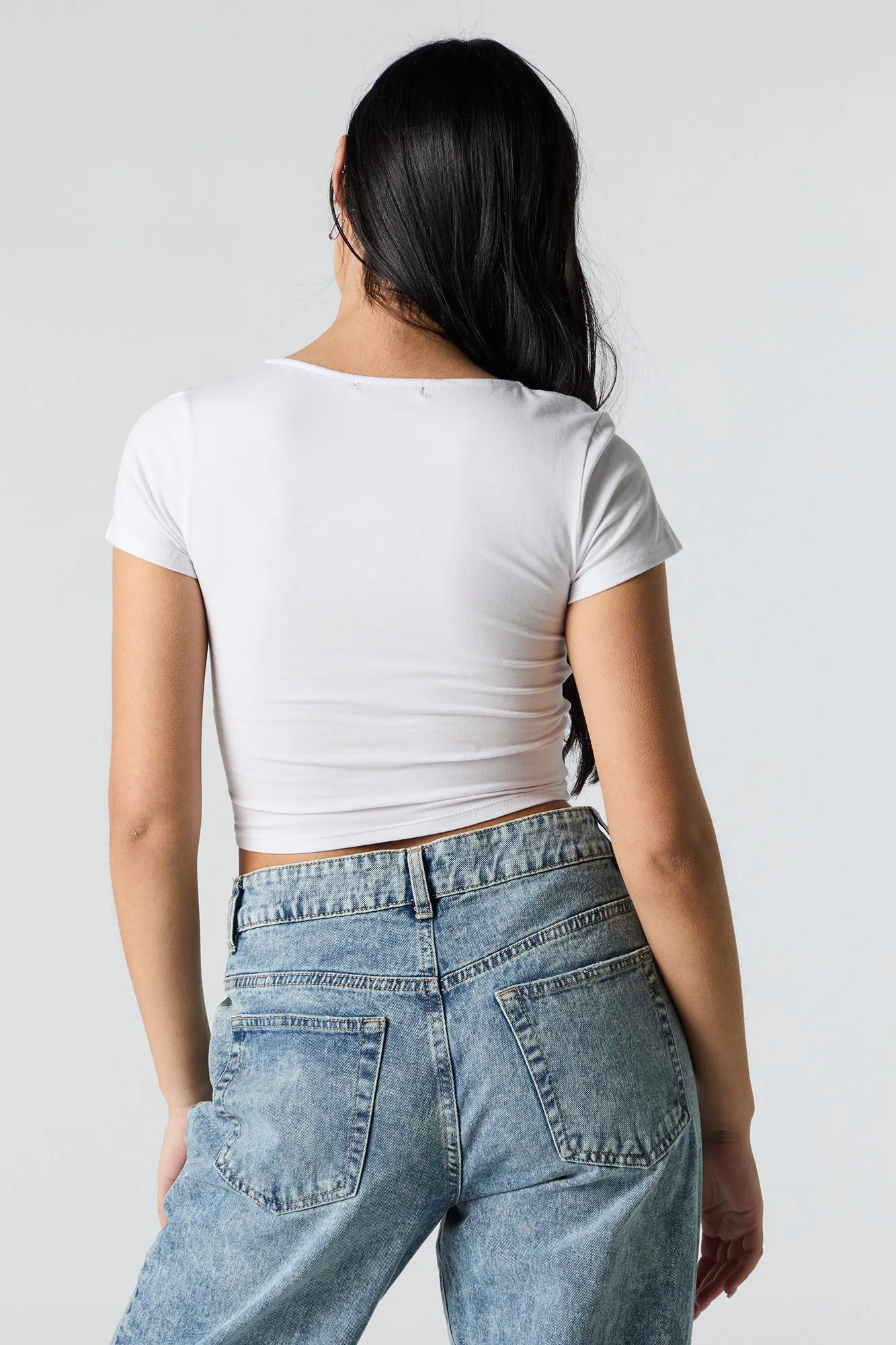 T-shirt court superposé à encolure carrée sold by Urban Planet product image thumbnail 5