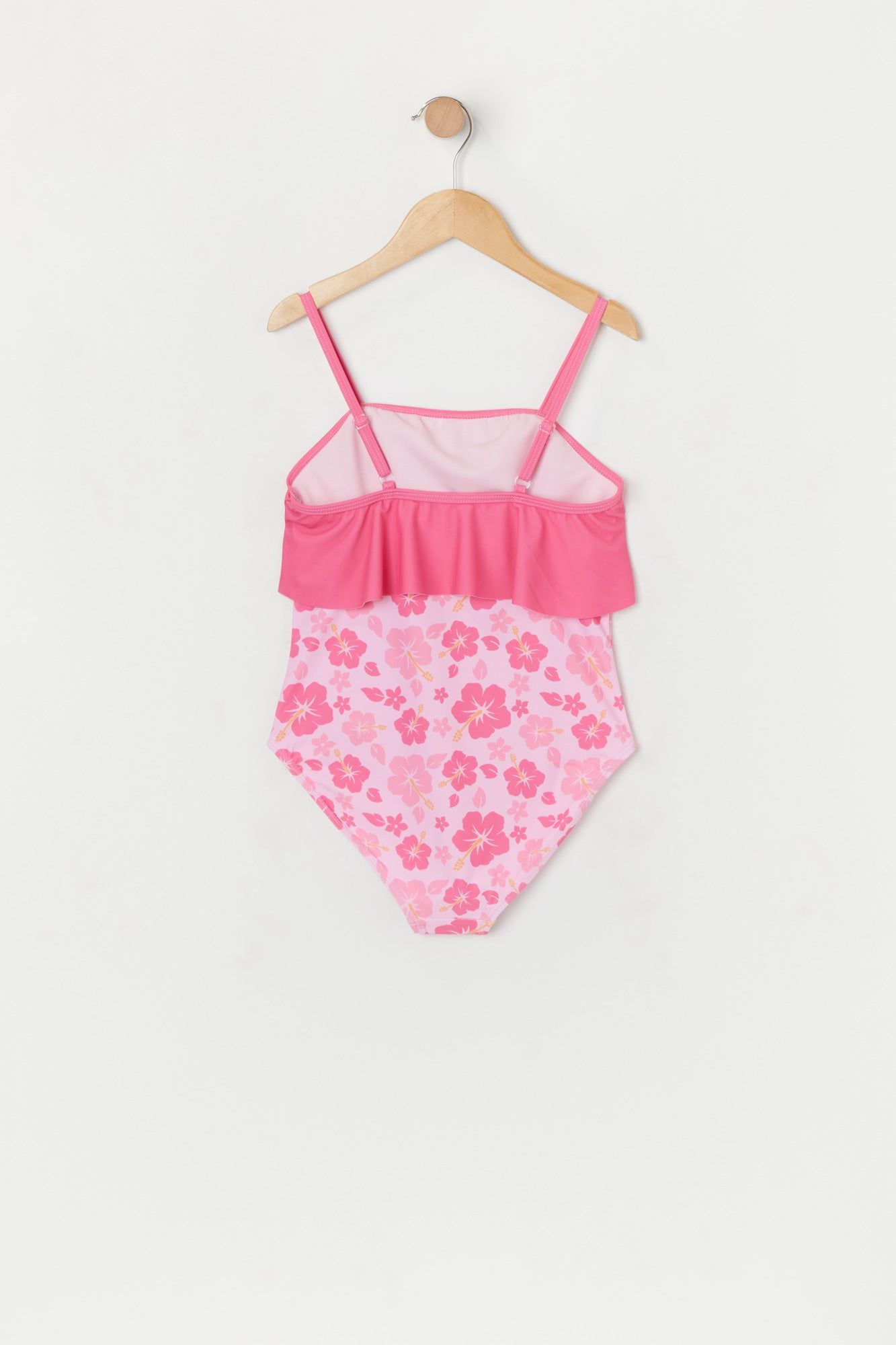 Girls Pink Hawaiian Print Flounce One Piece Swimsuit sold by Urban Planet product image thumbnail 2
