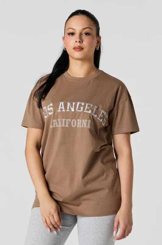 Los Angeles Embroidered Tunic T-Shirt sold by Urban Planet