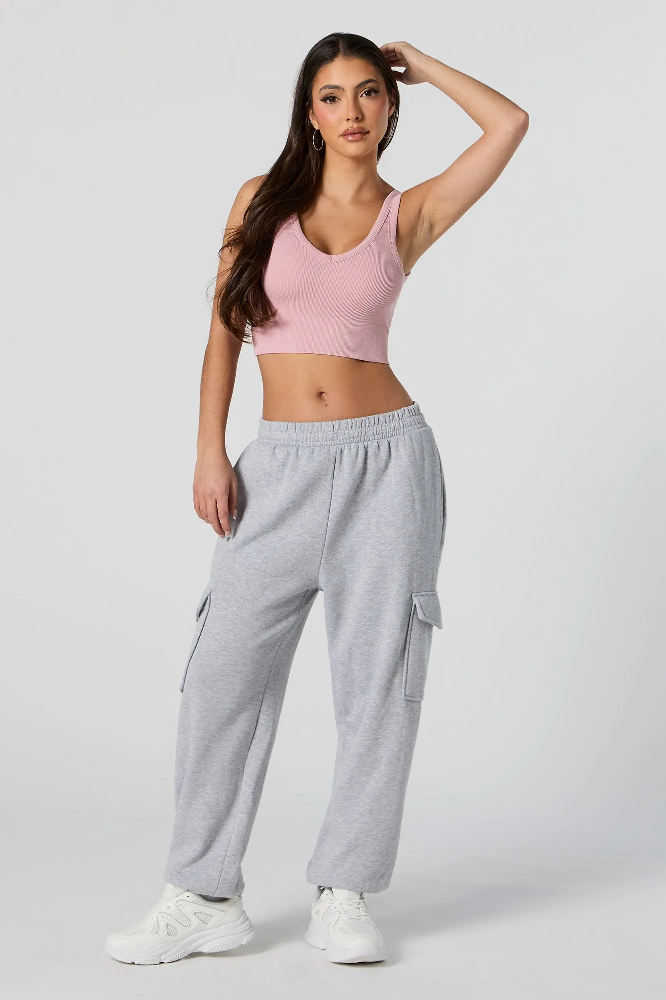 Seamless Ribbed V-Neck Cropped Tank sold by Urban Planet product image thumbnail 3