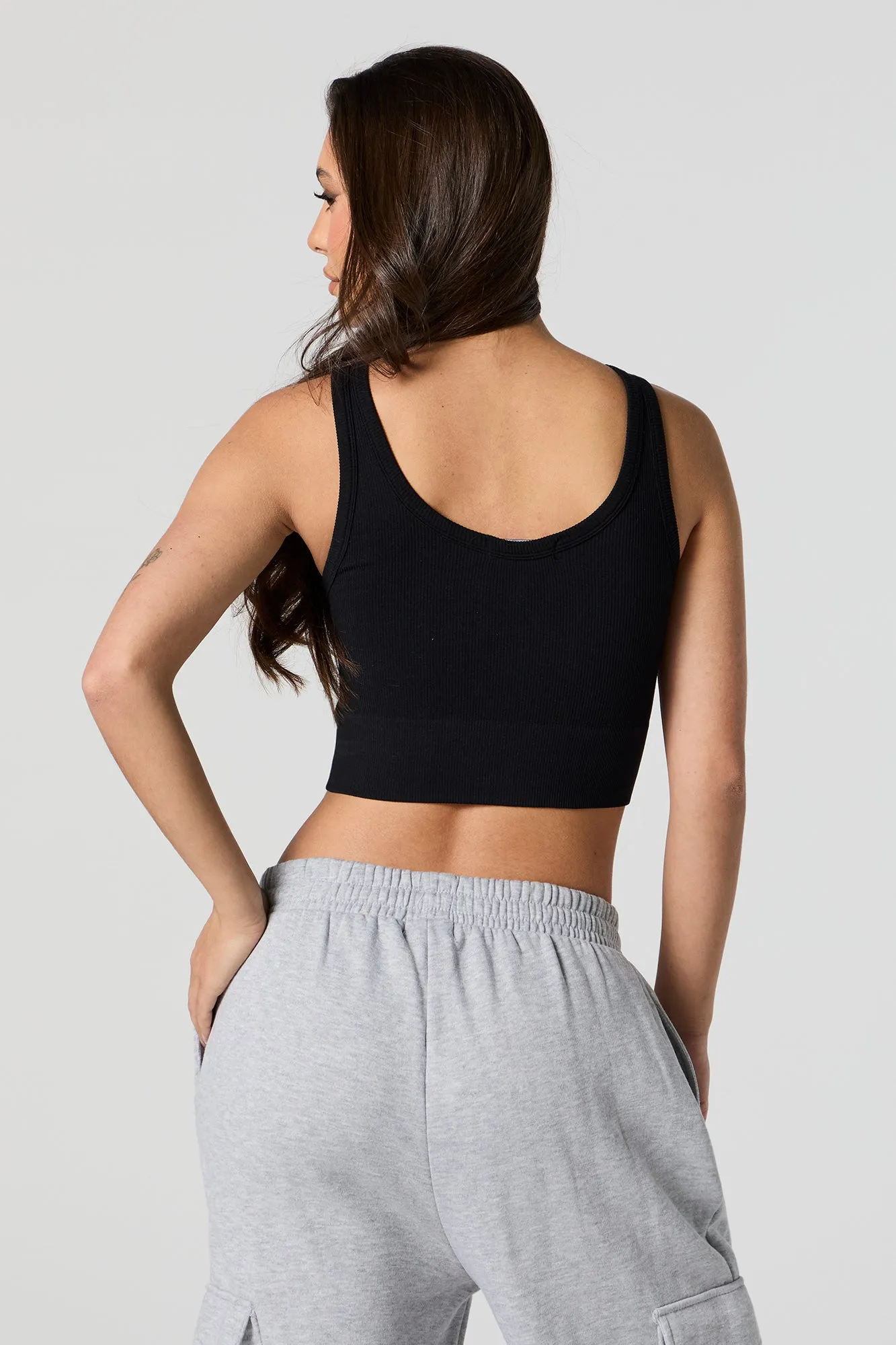 Seamless Ribbed V-Neck Cropped Tank sold by Urban Planet product image thumbnail 5