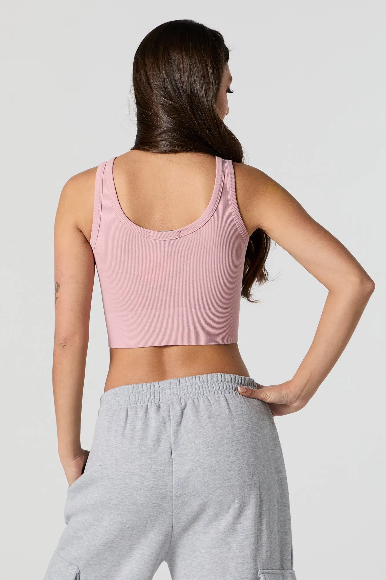 Seamless Ribbed V-Neck Cropped Tank sold by Urban Planet product image thumbnail 2