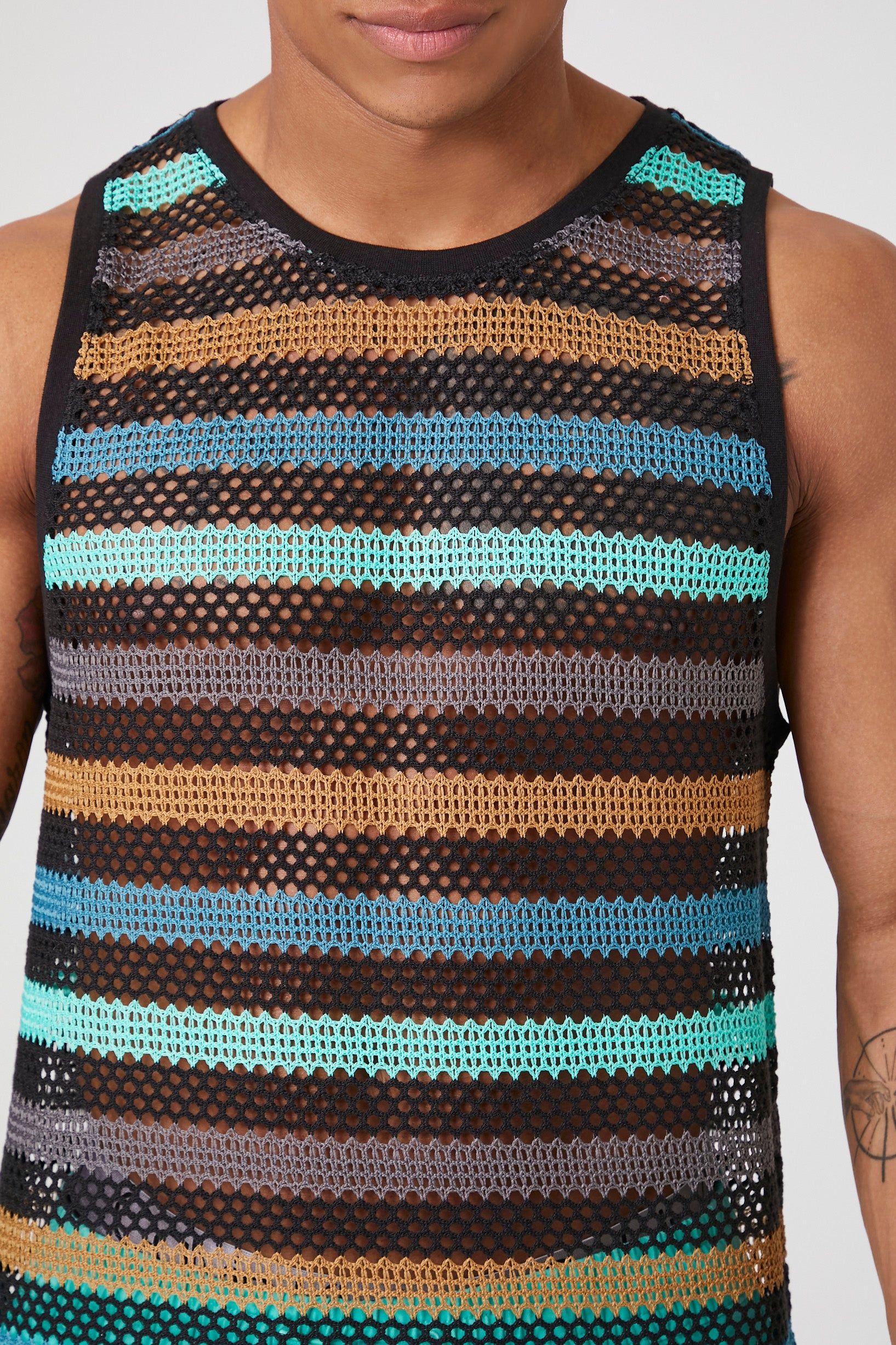 Sheer Mesh Striped Tank Top sold by Urban Planet product image thumbnail 5