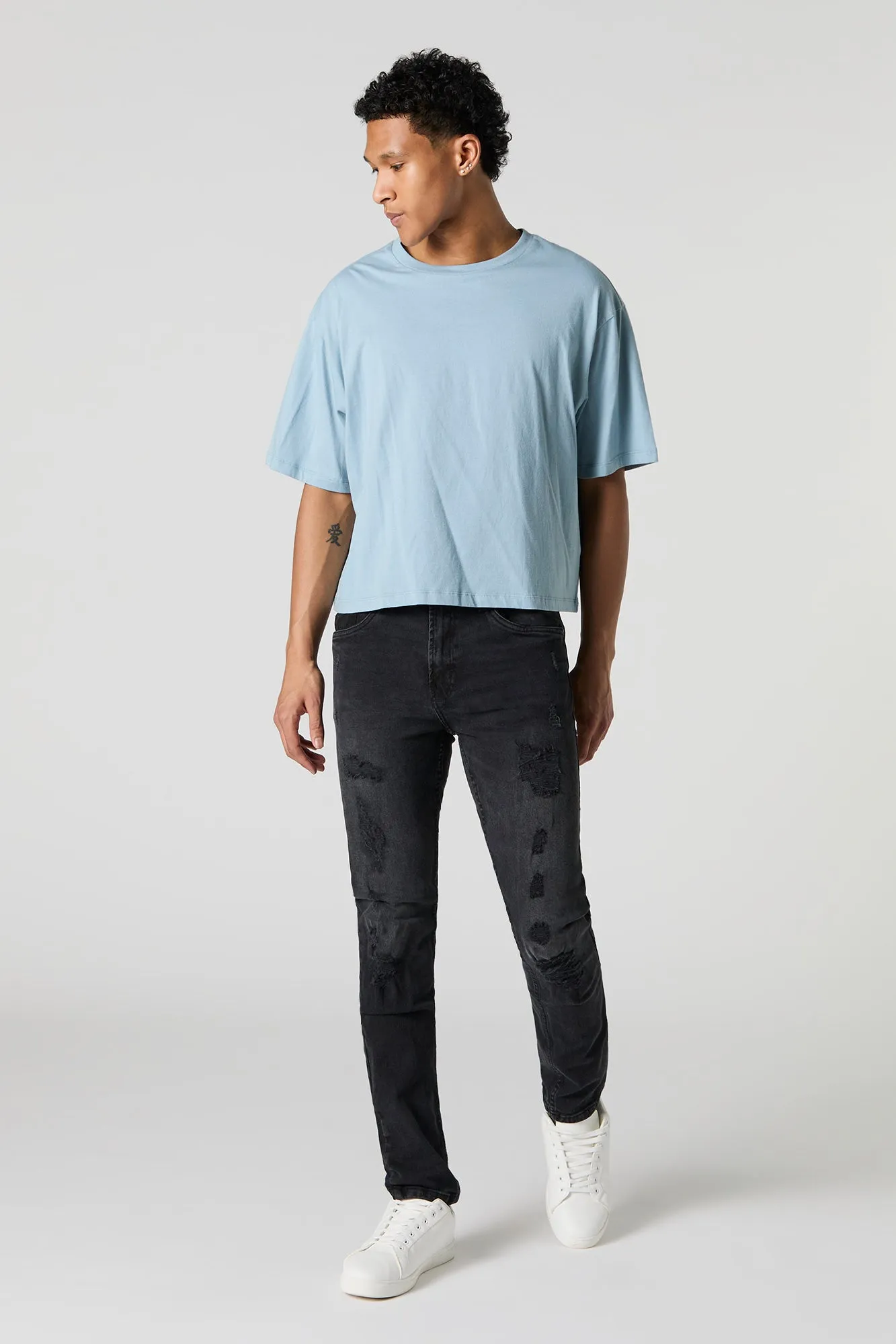 Black Wash Distressed Slim Jean sold by Urban Planet product image thumbnail 2