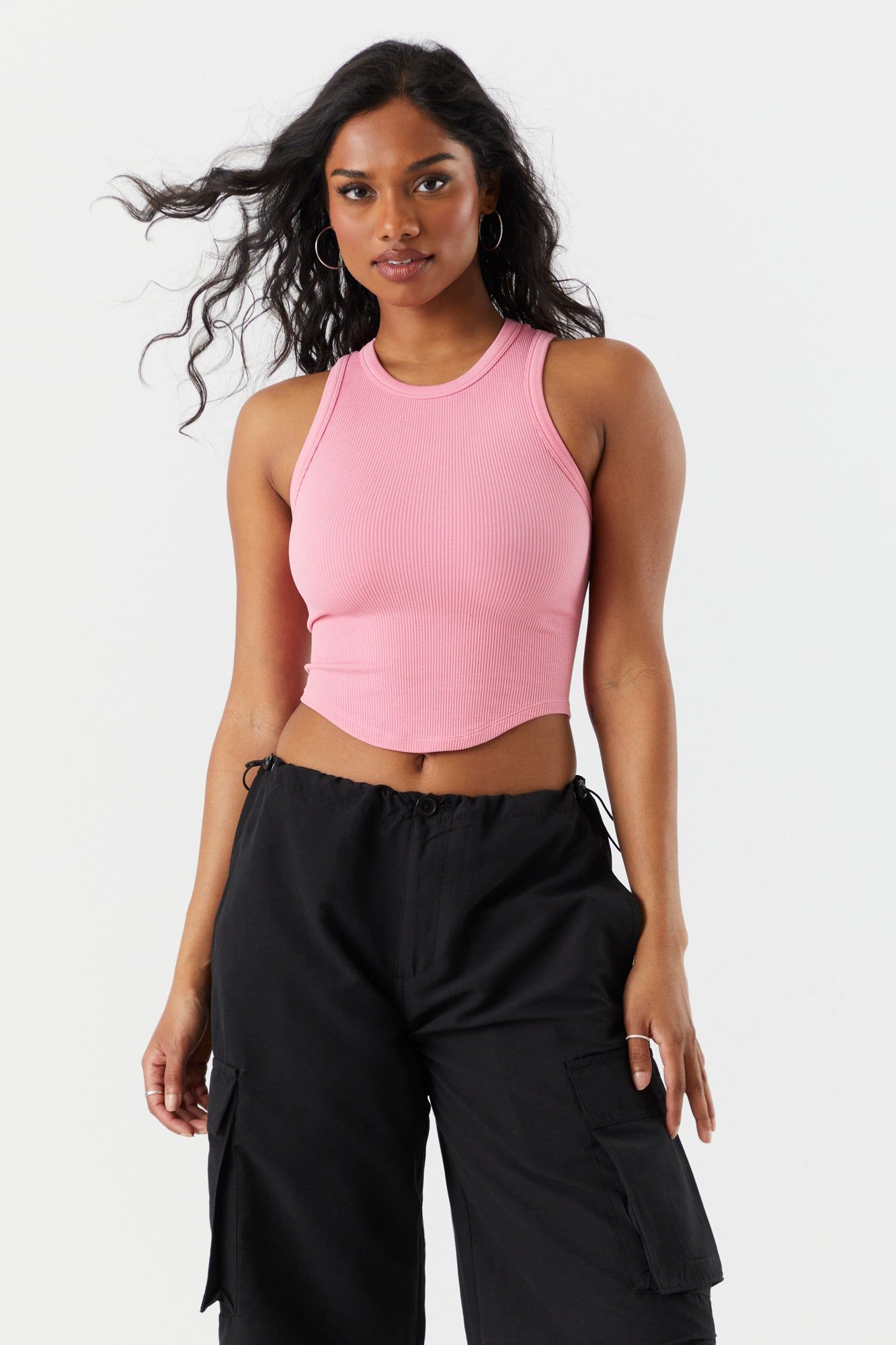 Débardeur côtelé sans couture avec ourlet arrondi sold by Urban Planet