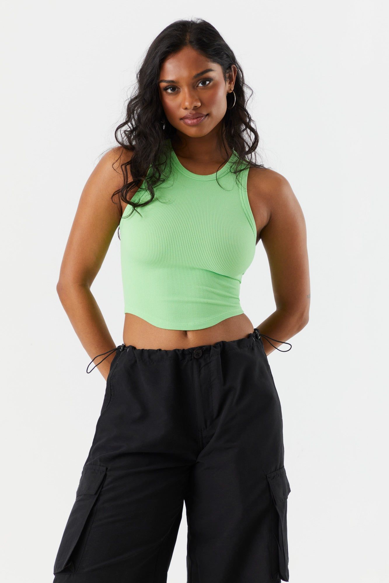 Débardeur côtelé sans couture avec ourlet arrondi sold by Urban Planet product image thumbnail 4