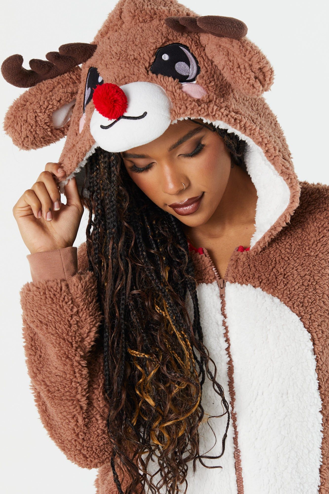 Plush 3D Reindeer Onesie sold by Urban Planet product image thumbnail 2