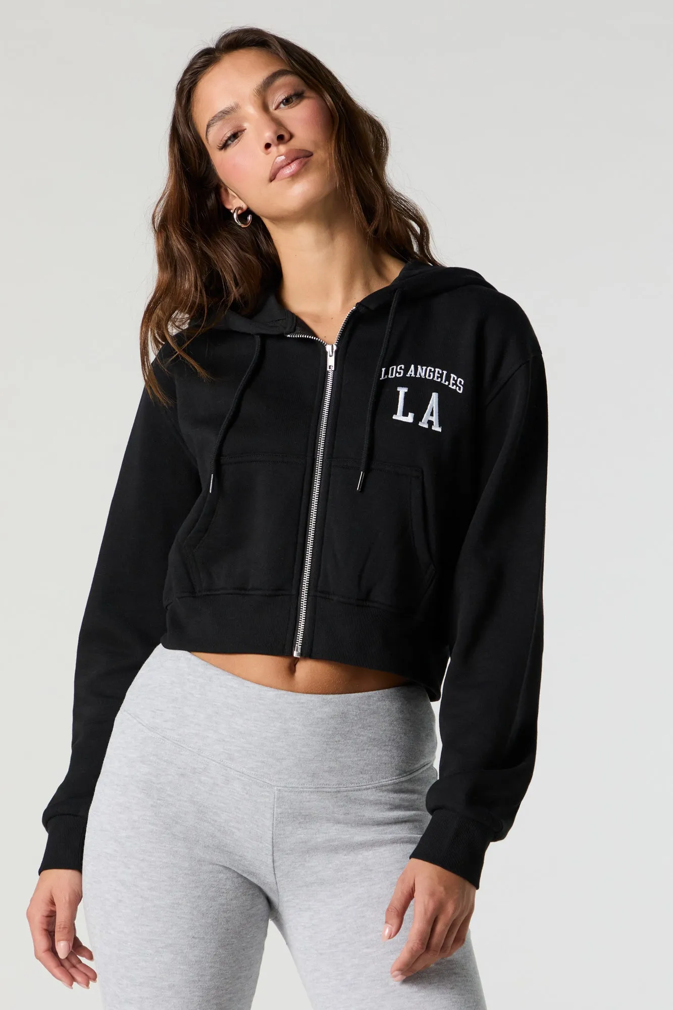 Destination Embroidered Zip-Up Cropped Hoodie sold by Urban Planet product image thumbnail 5