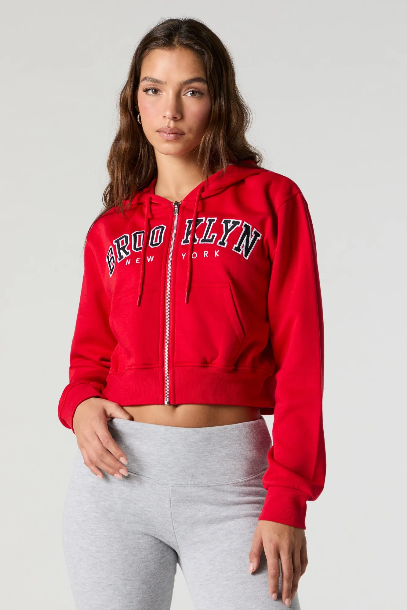 Destination Embroidered Zip-Up Cropped Hoodie sold by Urban Planet product image thumbnail 2