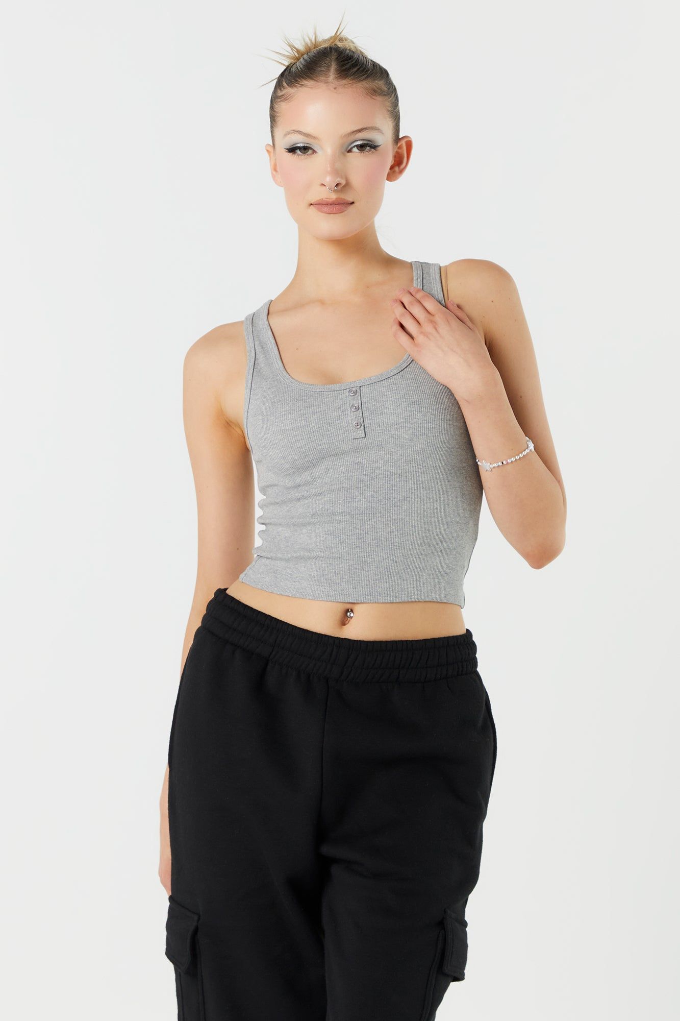 Ribbed Henley Tank sold by Urban Planet product image thumbnail 7