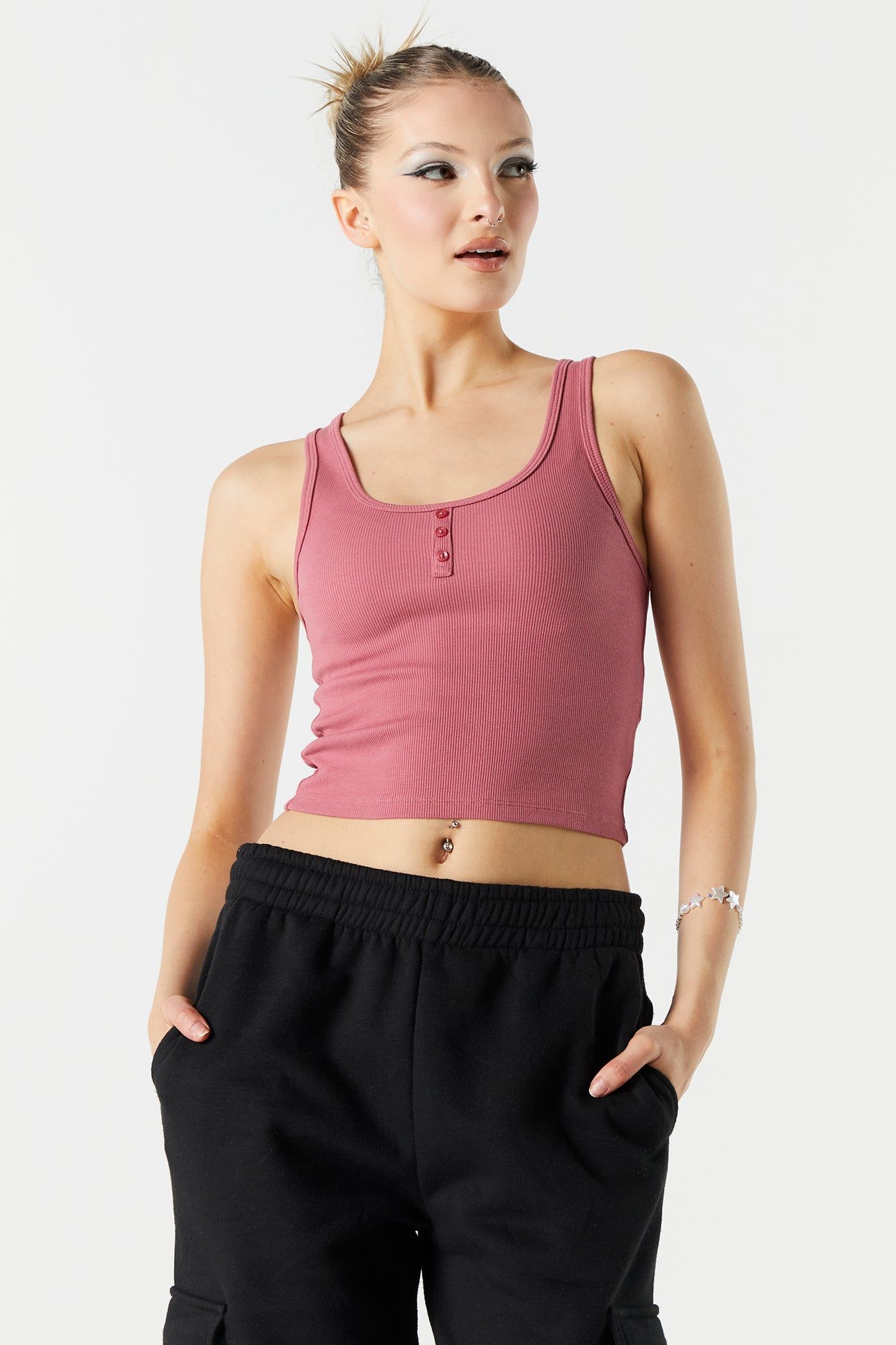 Ribbed Henley Tank sold by Urban Planet product image thumbnail 19