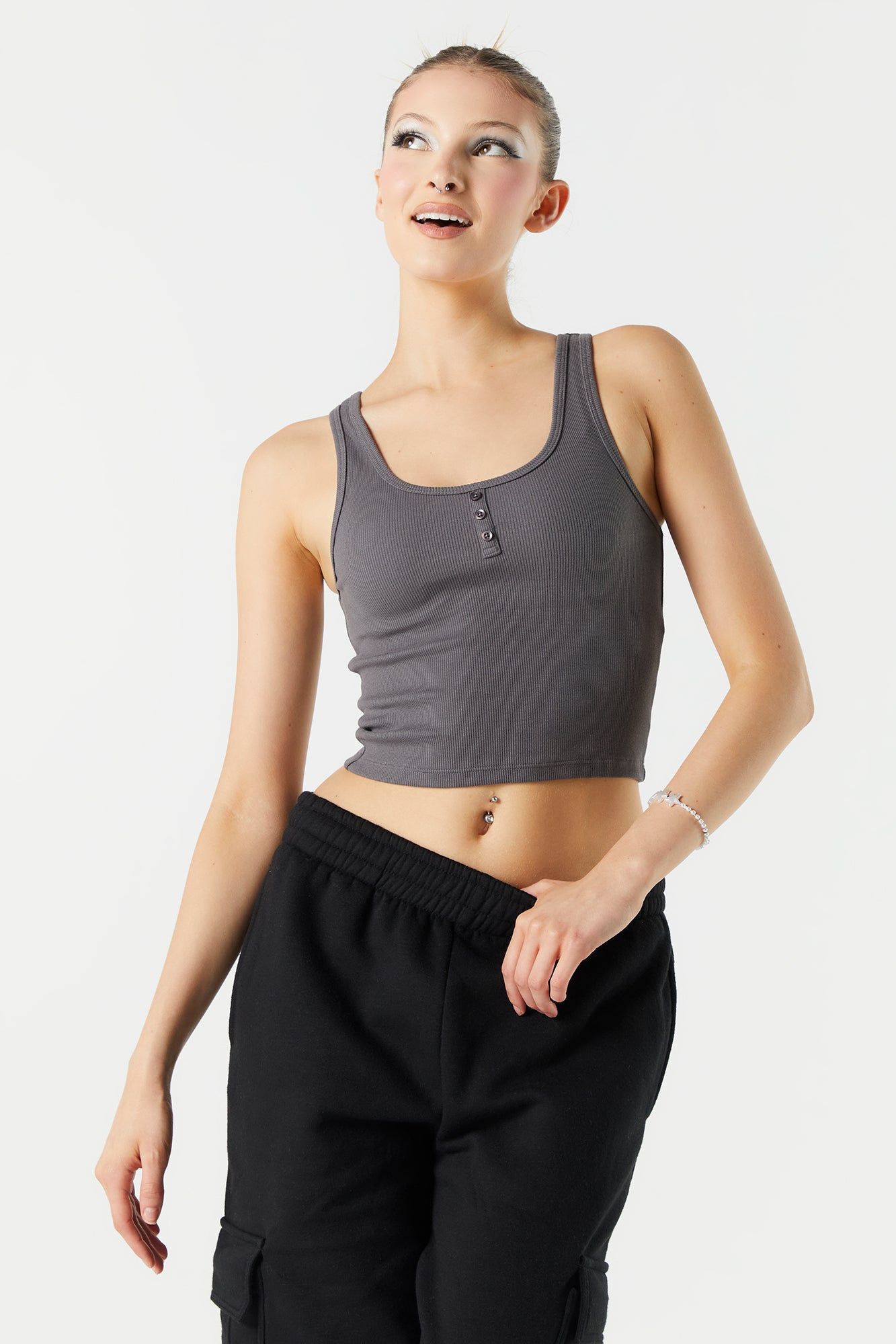 Ribbed Henley Tank sold by Urban Planet