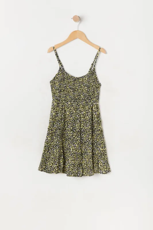 Girls Yellow Floral Print Smock Dress sold by Urban Planet