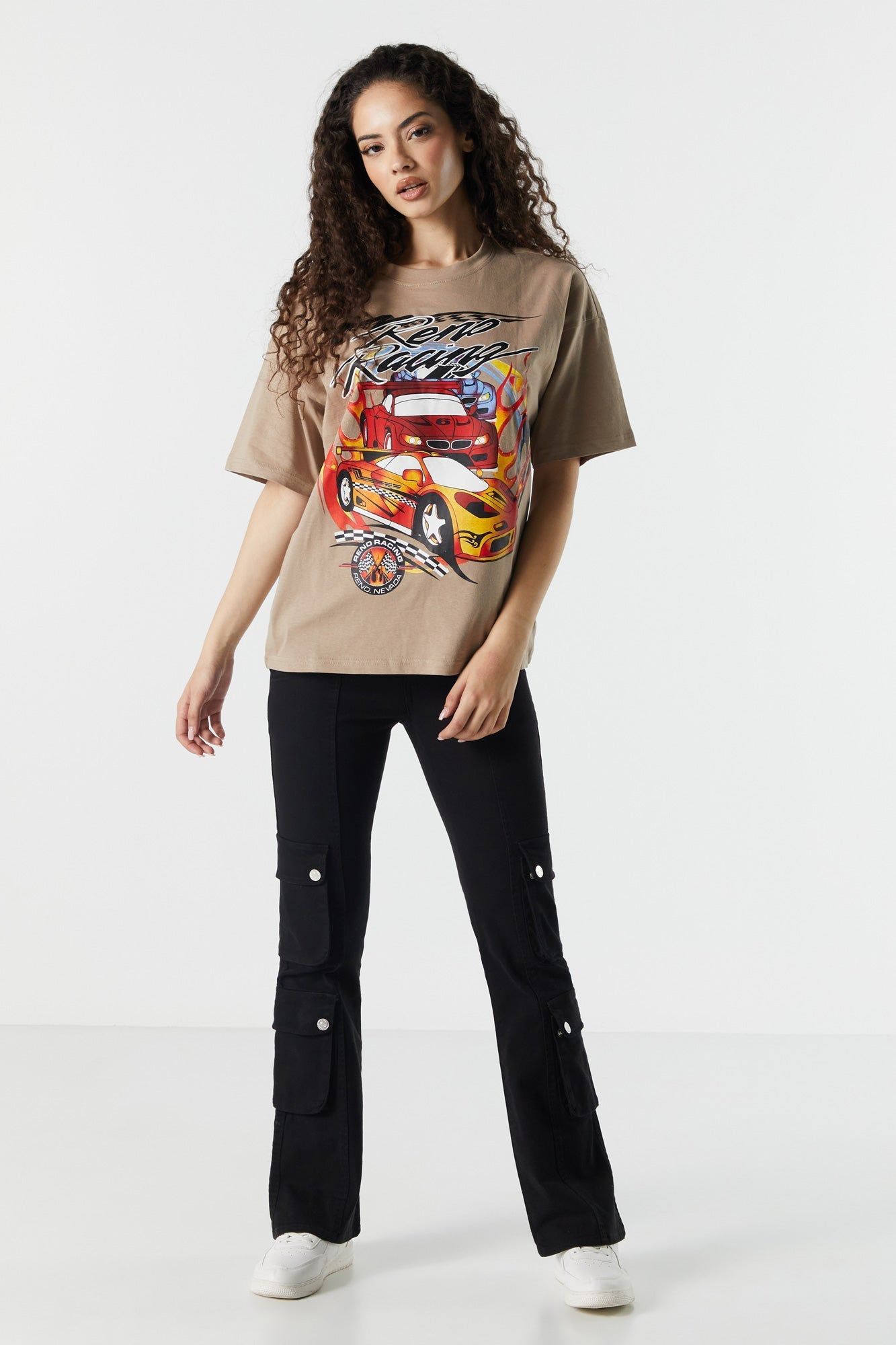 Racecar Graphic Oversized Boyfriend T-Shirt sold by Urban Planet product image thumbnail 3
