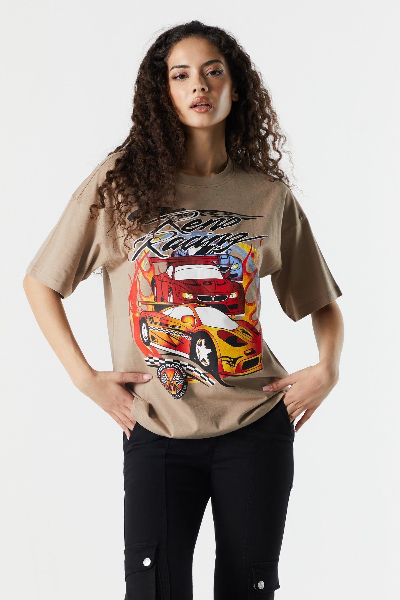 Racecar Graphic Oversized Boyfriend T-Shirt sold by Urban Planet